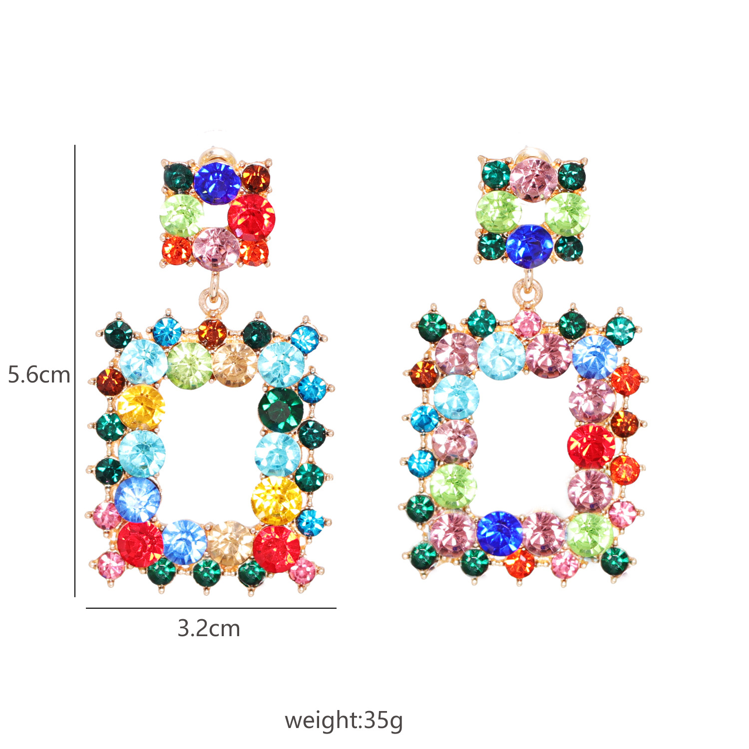 Women's Fashion Geometric Alloy Earrings With Colorful Rhinestone display picture 1