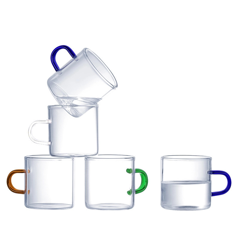 Transparent glass tea cup for home use