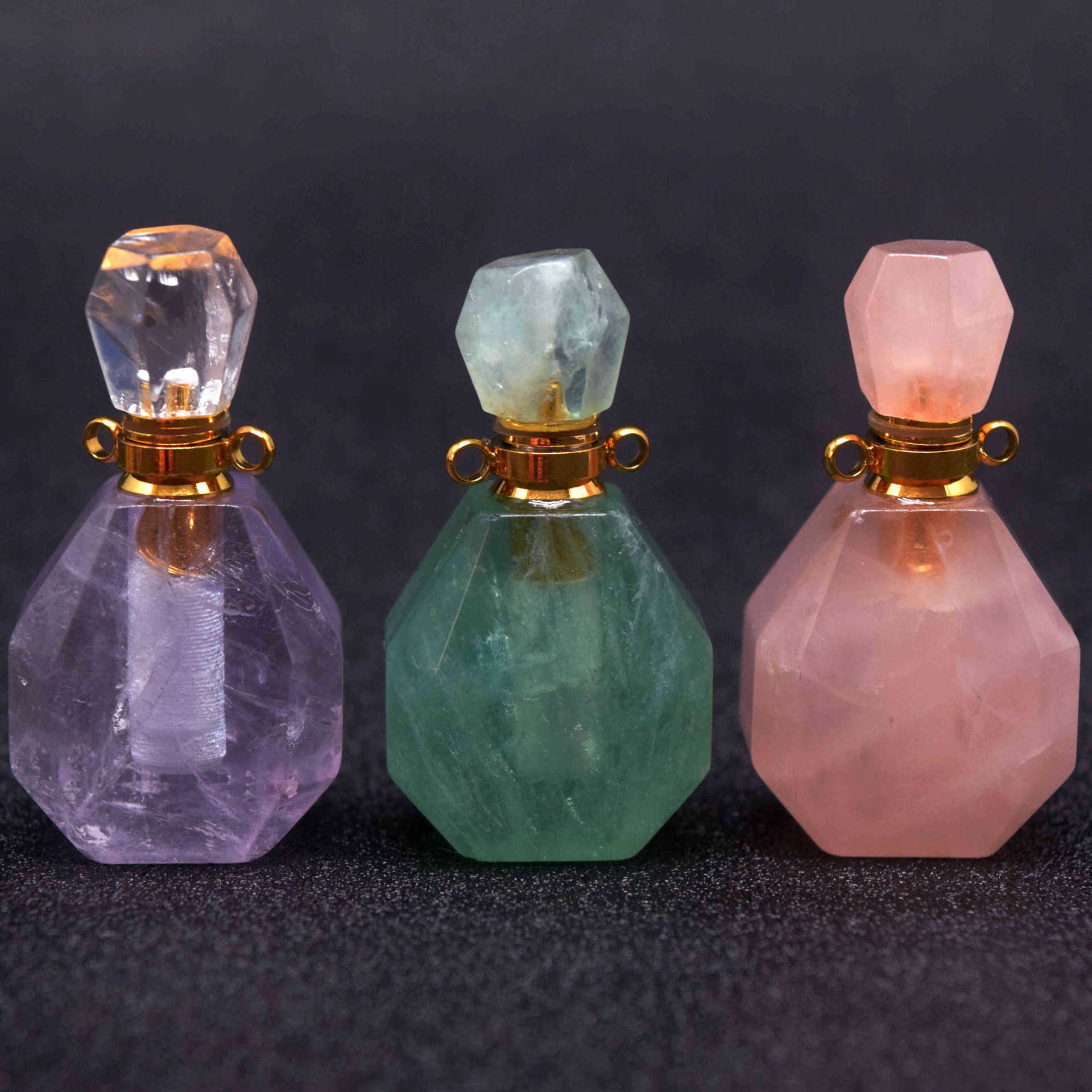 Jewellery Cong natural Amethyst jade Crystal perfume bottles Pendant Send chain