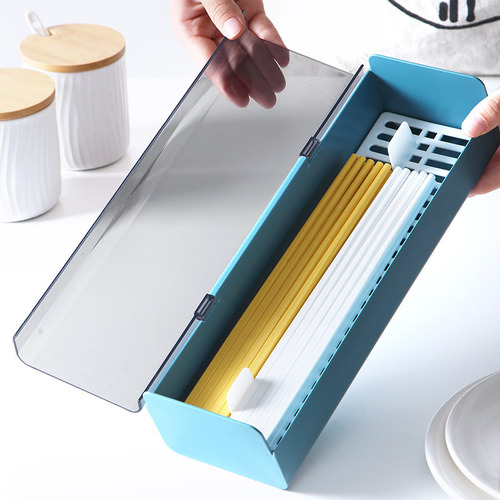Kitchen plastic chopstick tube tableware chopstick storage box separated draining extended chopstick cage household dust-proof knife and fork