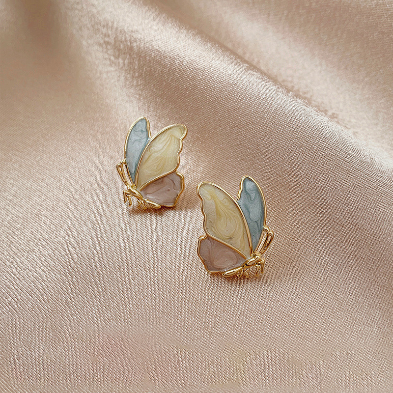 Fashion Color Schmetterling Tropföl Lackiert 925 Silber Nadel Koreanische Legierung Ohrringe display picture 5