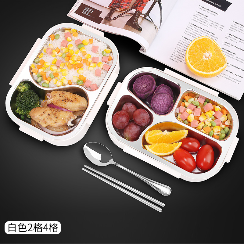 饭盒详情主图白色2格4格