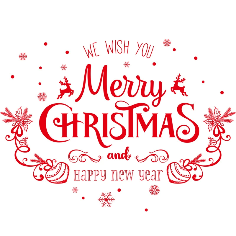Плакат-наклейка на стекло с названием Christmas MERRY CHRISTMAS яркая цветная самоклеящаяся декоративная наклейка SK7180