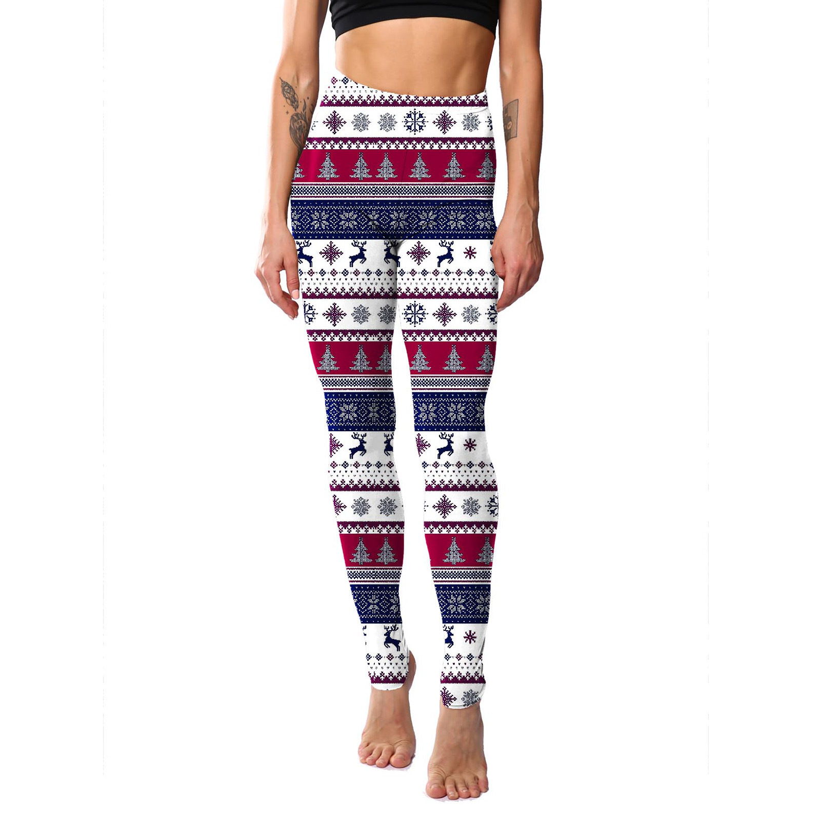 182g Weight Ankle-Length Pants Length Spandex, Polyester Fabric Type High Waist Waist Line Leggings Pants Type Stretchy Elasticity Daily Occasion Breathable Function Skinny Fit Type Christmas Festival Snowflake Pattern Winter, Autumn Season Women'S Gender Simple Style Style Women'S Daily Simple Style Snowflake Ankle-Length Leggings 24