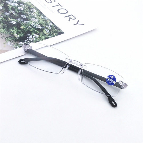 Automatic focus reading glasses without prescription, rimless edge, wholesale for elderly presbyopia glasses