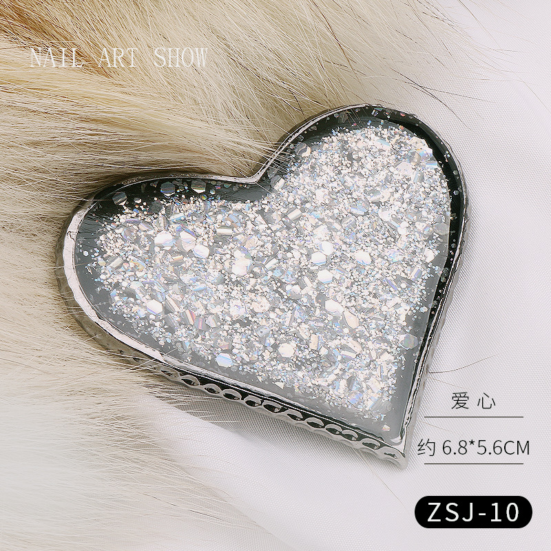 Nail ágata transparente resina borde dorado flor seca Shell lentejuelas mariposa Pentagram amor paleta placa herramienta de la joyería