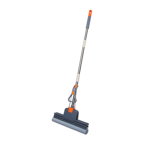 Wholesale stainless steel three-row wheel household lazy water-absorbing and squeezing no-hand wash rubber sponge mop and cloth