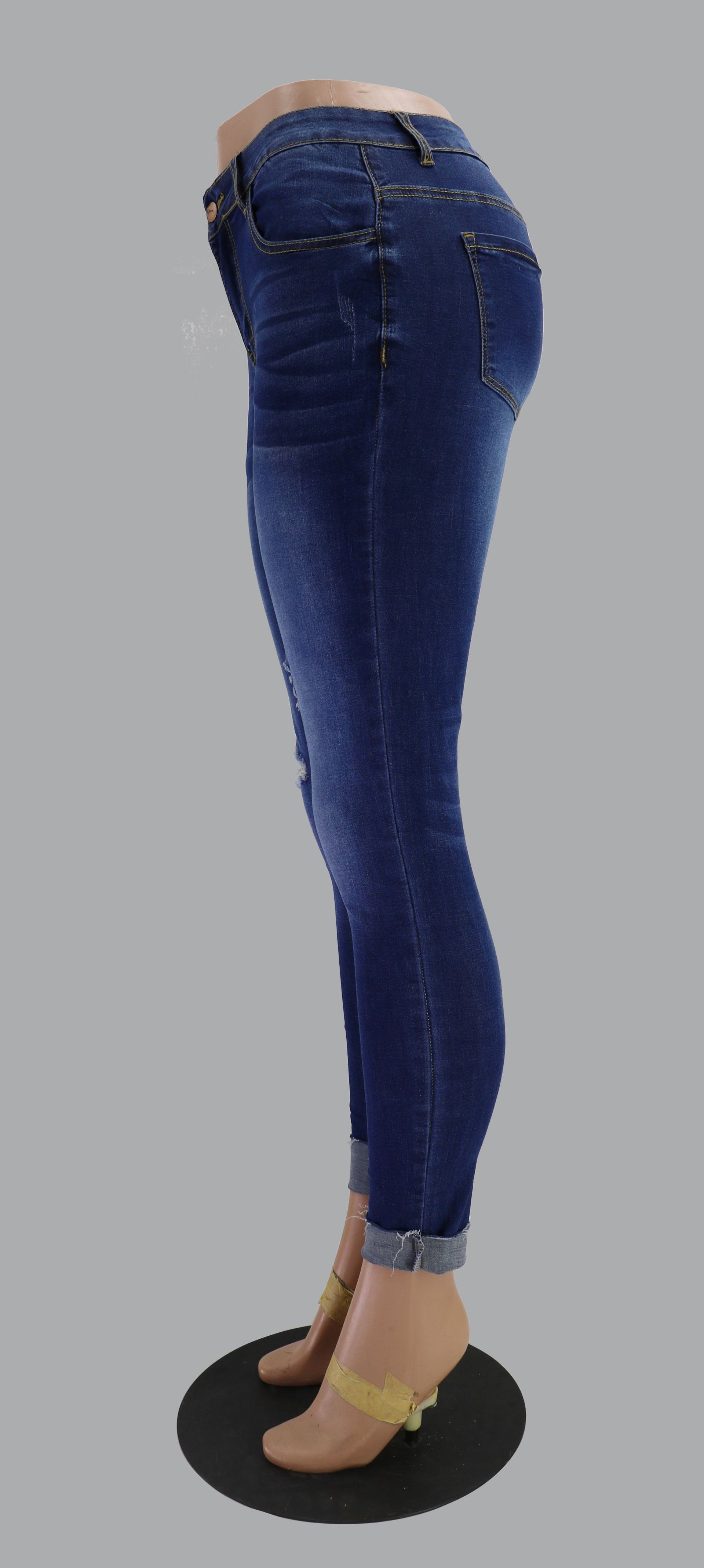 Women's Straight Cropped Jeans Torn Distressed Denim Casual Trousers_voghion.com