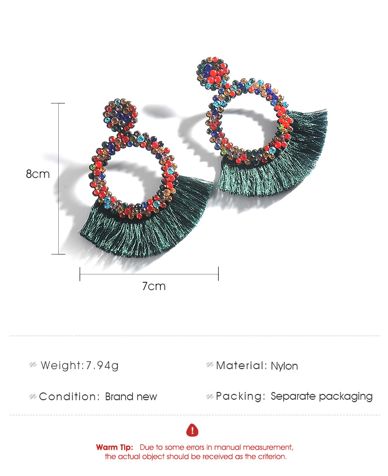 Boucles Oreilles Grandes Géométriques Colorées À Pompon En Strass À La Mode display picture 1