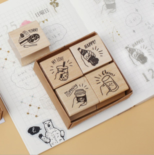 Manufacturer Wooden Seal Set Rubber Hand Account Decoration Diary Creative DIY Seal