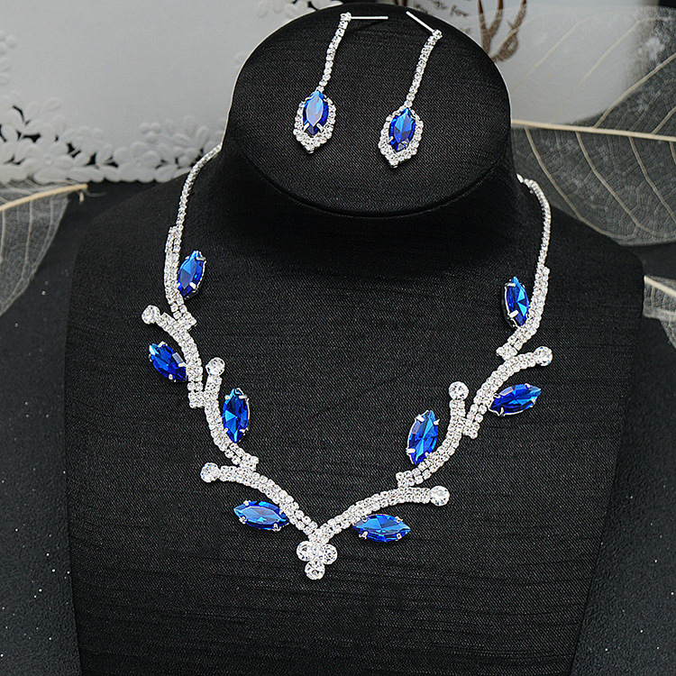 Artificial Crystal Copper Elegant Glam Leaves Rhinestones Jewelry Set display picture 9