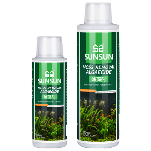 sunsun algaecide removes moss without harming fish, moss removal agent removes green brown filament algae, black hair, removes algae, green water removes moss