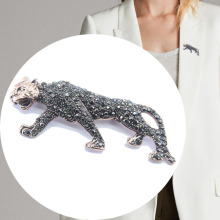 复古红铜色男/女豹子别针胸针丝巾扣 动物水钻胸花配小西装代发