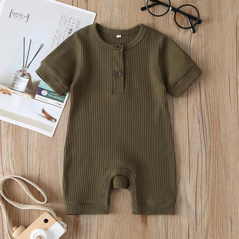 Baby One-piece Solid Color Fashion Summer Short-sleeved Baby Romper display picture 7