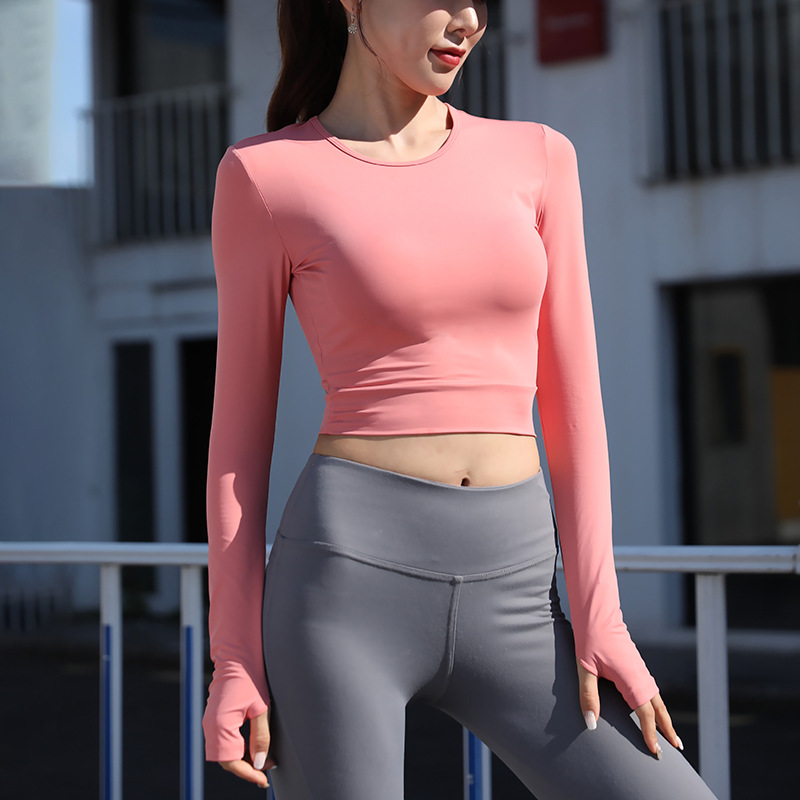 spring and autumn new pattern Cross border On behalf of Show thin shorts Self cultivation lady Long sleeve Sweat ventilation yoga T-shirt jacket