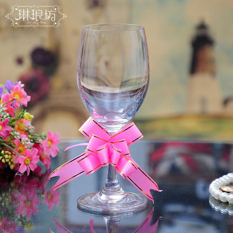 1,8 tamaño pequeño bowknot guirnalda borde dorado guirnalda bowknot impresión cinta de plástico guirnalda decoraciones 10 unidades