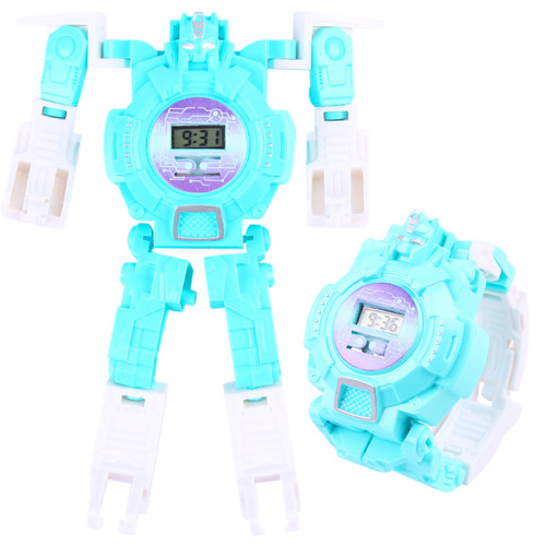 变形电子儿童手表金刚机器人玩具变身钢铁人发光地推玩具奖品批发