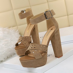 Waterproof platform hollow open toe cross band sexy nightclub women’s sandals