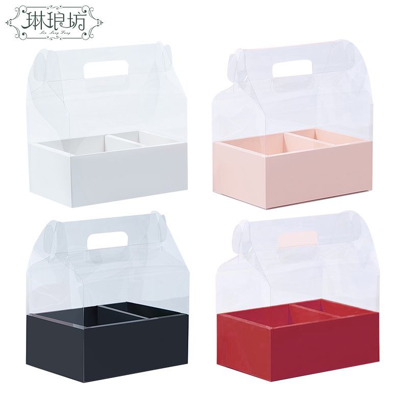 Oferta especial: Caja de regalo de flores para el Festival del Medio Otoño, caja de flores plegable de PVC transparente, cesta de regalo de flores, caja para pastel de flores, popular en línea