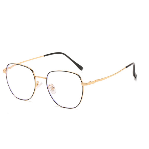 New anti-blue light glasses flat glasses for women with myopia glasses polygonal frame retro metal myopia glasses