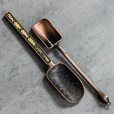 云华茶匙功夫茶具零配件仿铜合金金属茶荷茶道六君子茶铲配件茶匙