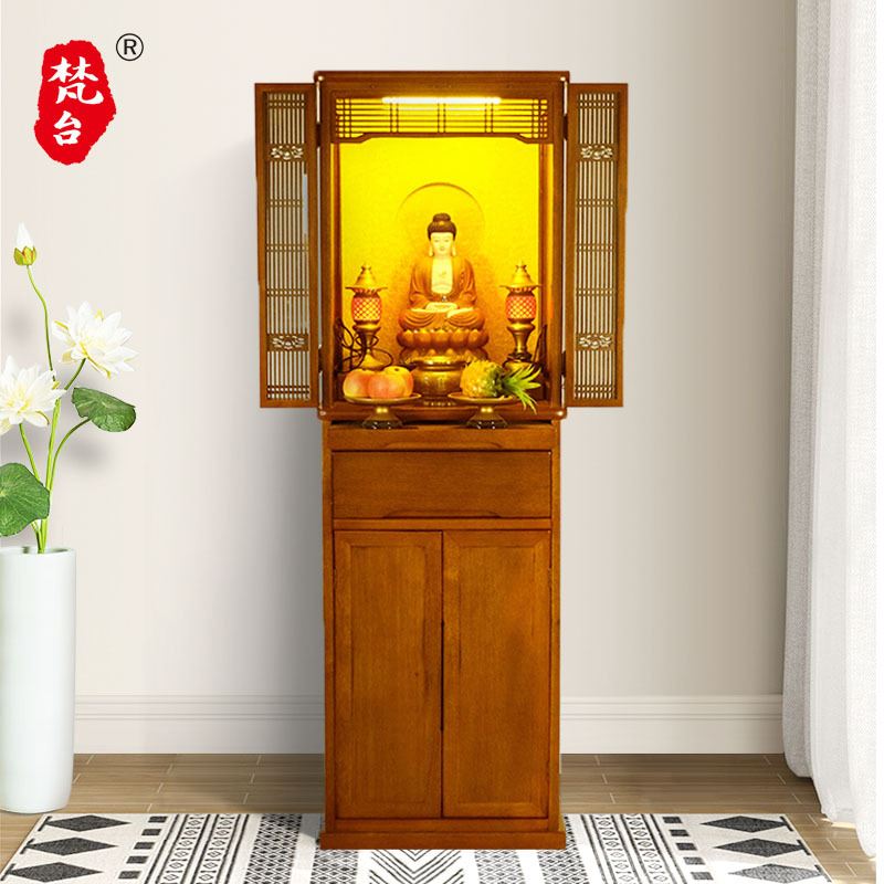 New Chinese-style Buddhist Niches Vertical Cabinet for Taiwan Home Buddhist Platform Shrine God of Wealth Buddhist Cabinet Economical Shrine