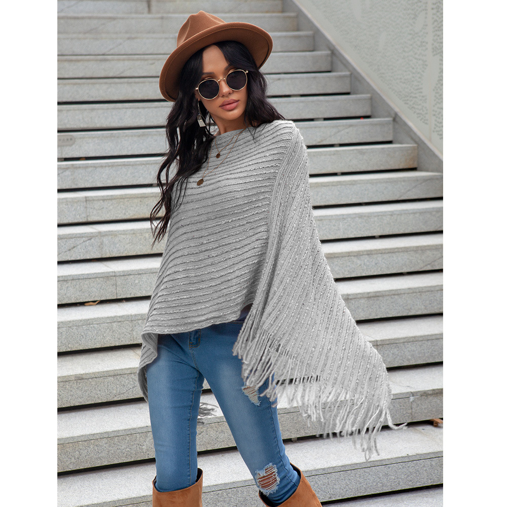 new bat sleeve fringed fashion v-neck wool sweater NSSA26493