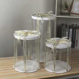 厂家批发圆形PET透明蛋糕盒6 8 10寸单 双层加高气球蛋糕包装盒子