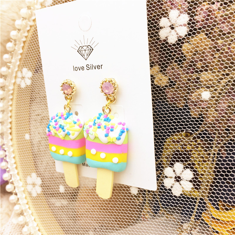 Plastic, Resin Material 1 Pair Simple Style Classic Style Ice Cream Inlay Plastic Resin Rhinestones Drop Earrings