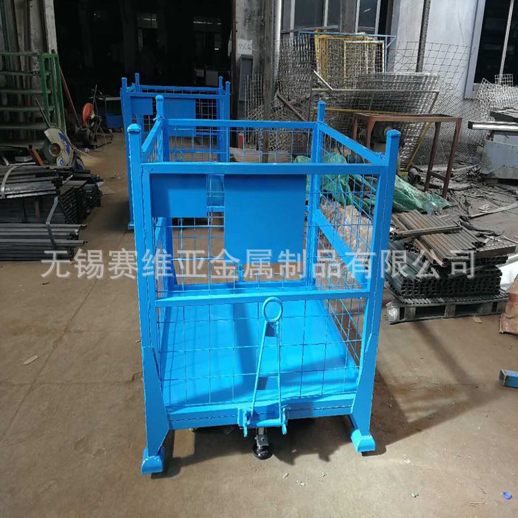 厂家供应钢制收纳箱 赛维亚折叠周转箱堆垛金属网格钢制收纳箱