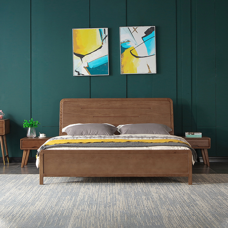 北欧实木双人床现代简约实木床1.8米床卧室家具|ms