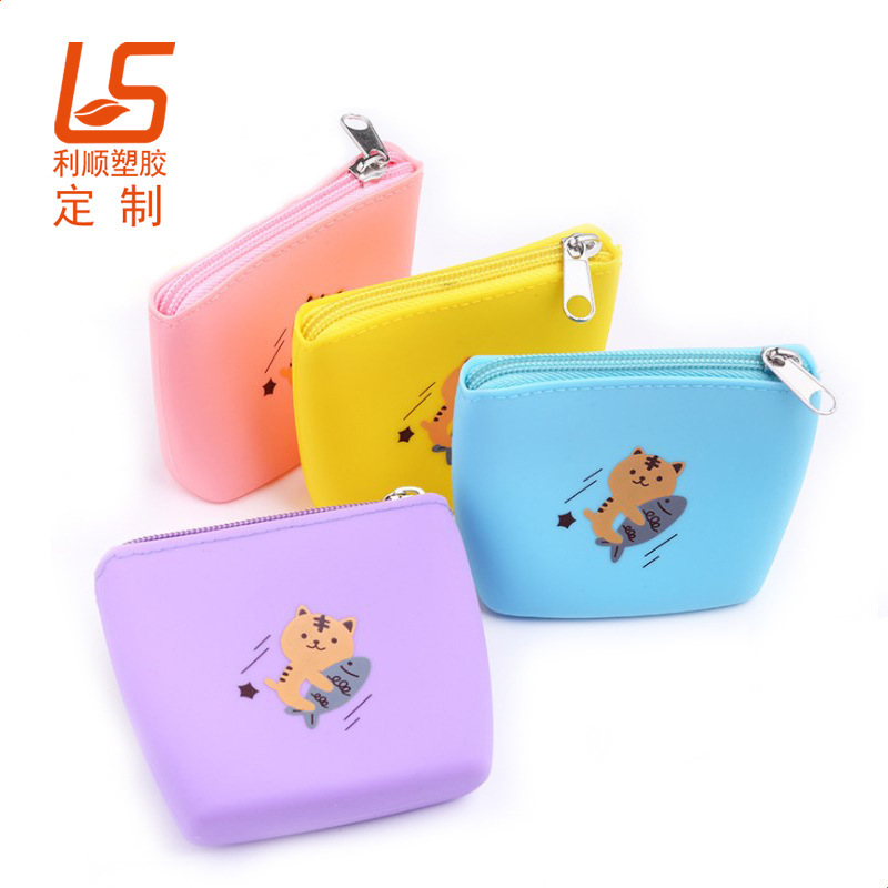 Custom Cartoon Silicone Lady Wallet Silicone Lady Handbag LED Luminous Flashing Light Key Bag Coin Purse
