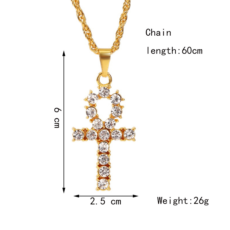 exaggerated hip hop cross necklace creative hip-hop rhinestone pendant jewelry wholesale nihaojewelr