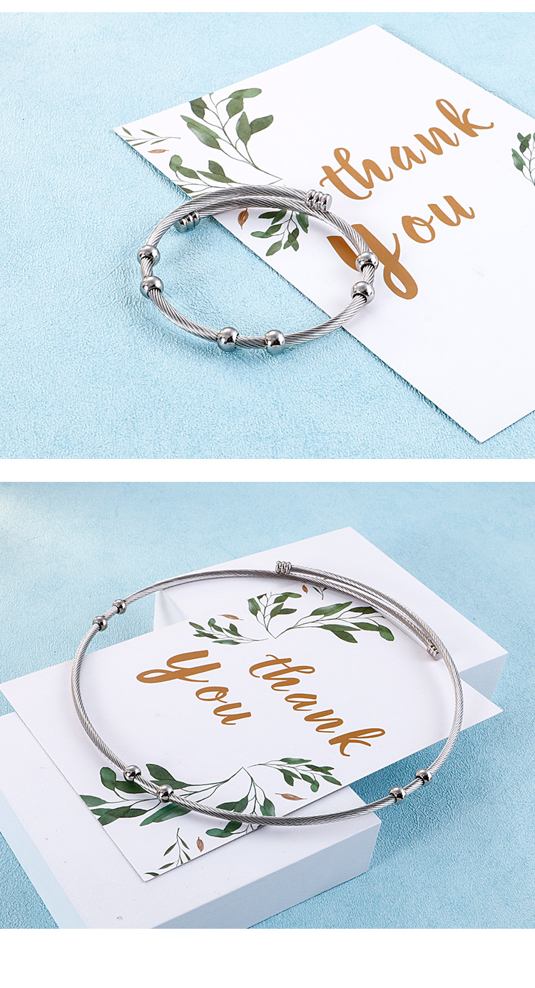 European and American New Simple Small Beads Titanium Steel Open-End Collar Bracelet Fashion DIY Pen