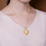 新款仿和田玉白玉青玉珍高档个性镂空女士玉石项链吊坠套链首饰