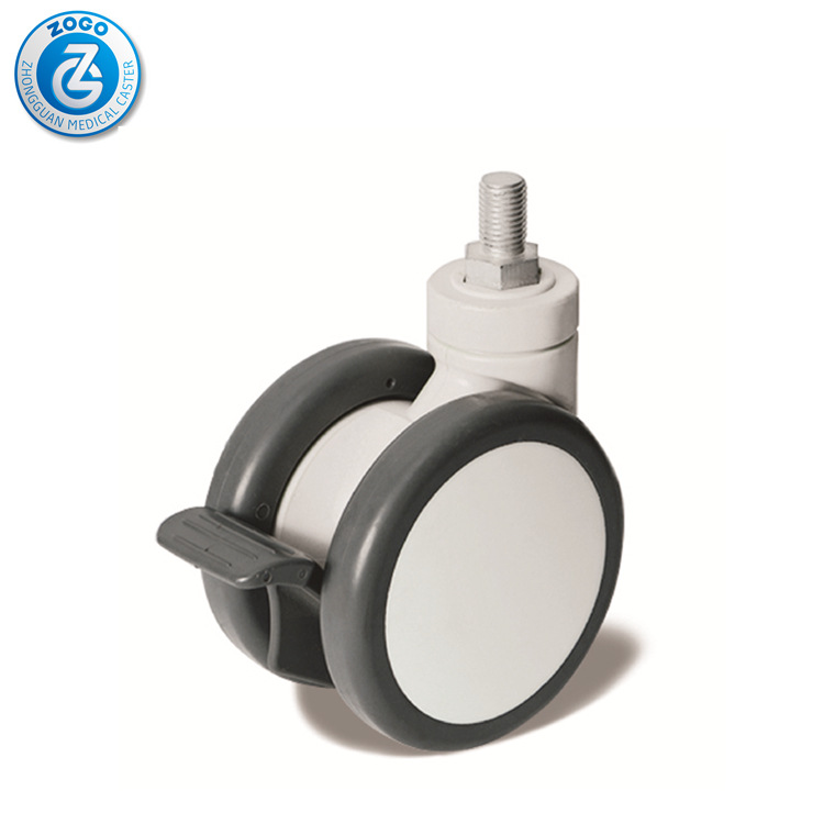 中冠脚轮厂家供应供应5寸双片tpe病床轮治疗车轮医疗脚轮万向轮