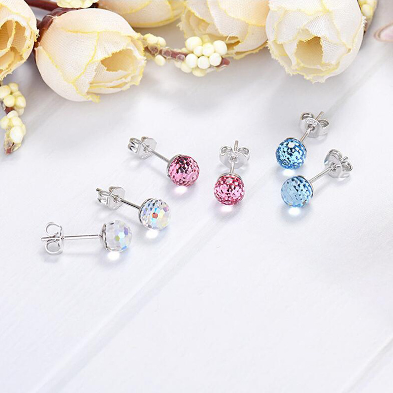 5g Weight 925 Sterling Silver Ear Needle Material 1 Pair Elegant Geometric Colorful Copper Ear Studs