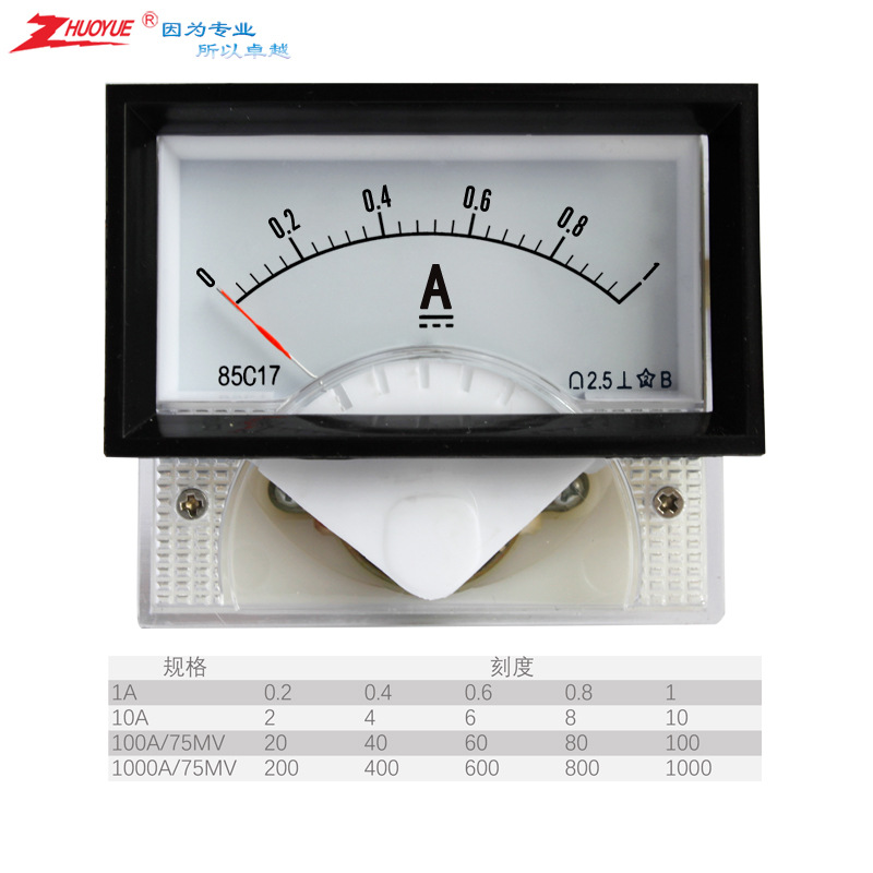 仪表指针励磁直流电流表85C17-A 0-1A 10A 100A 1000A  黑框