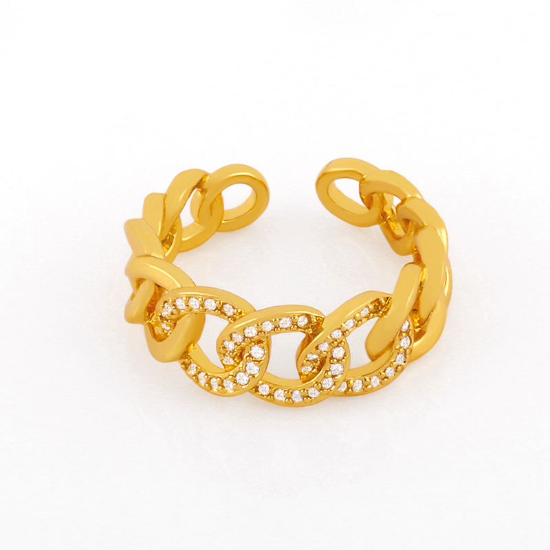 Fashion Hip-hop Ring Zircon Micro-inlaid Rings Women's Hollow Chain Ring Wholesale display picture 4