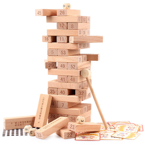 Cross-border wooden children's toys small building blocks Jenga parent-child game adult barrel Jenga tabletop game