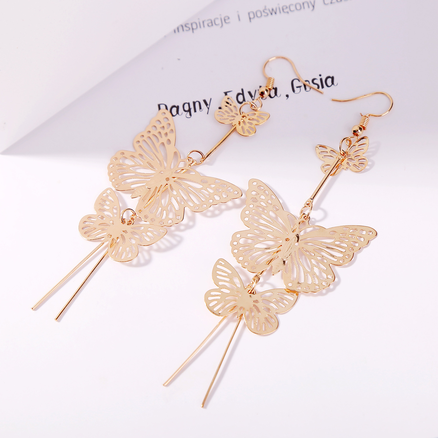Nihaojewelry Simple Korean Hollow Butterfly Gold Earrings display picture 4