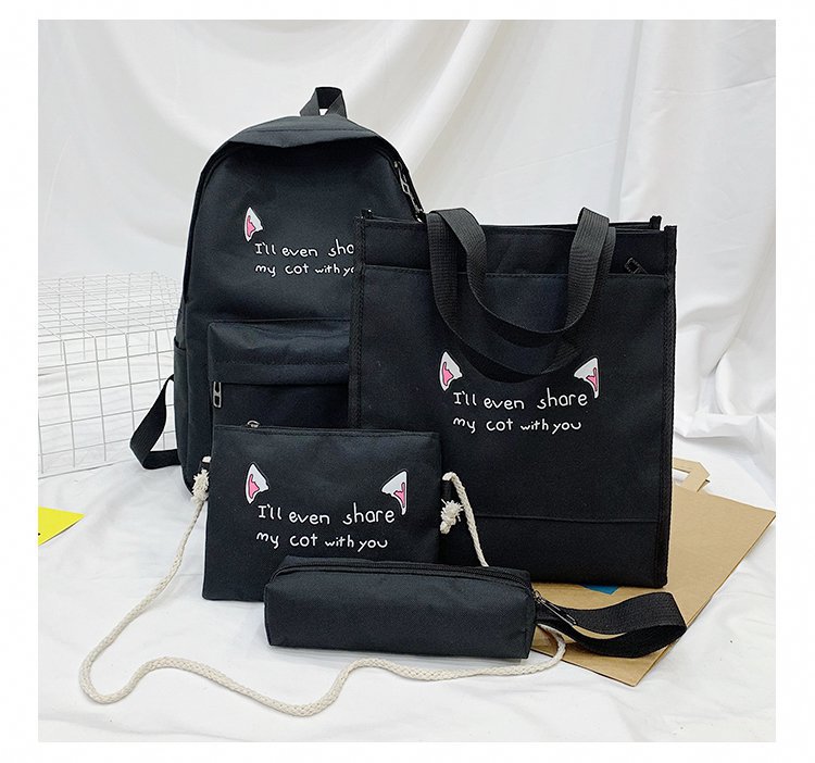 2020 nuevo contraste de color de cuatro piezas de gran capacidad mochila de moda estudiante bolso de mujer bolso de la computadora