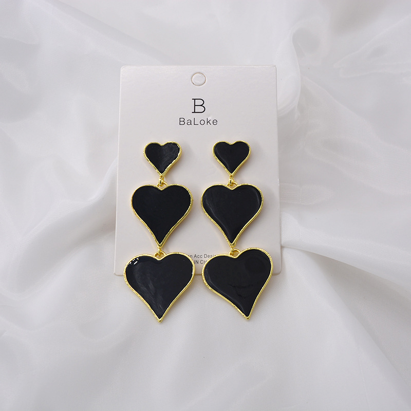 Aiguille D&#39;argent Mode Trois Couches Gradient Taille Goutte Huile Amour Boucles D&#39;oreilles Exagérées Longue Section Boucles D&#39;oreilles En Gros Nihaojewelry display picture 5