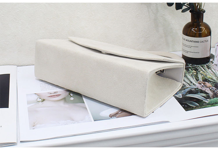 Rot Weinrot Khaki Flanell Einfarbig Quadrat Tasche Clutch display picture 3