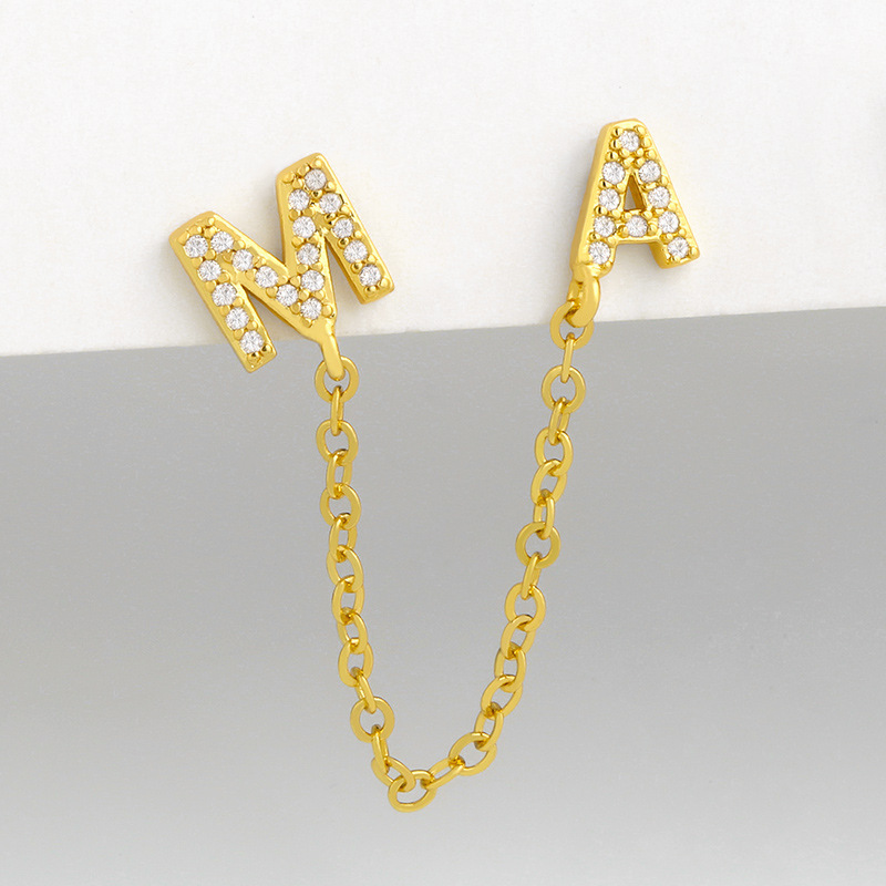 Creative Simple Chain Butterfly Letter Am Diamond Earrings display picture 2