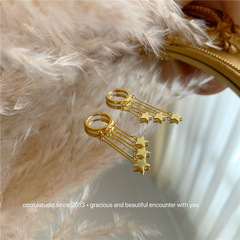 Glamorous Front Door in Korea S925 Silver Ear Clasp for Women, Korean and Japanese Style, Simple and Fresh, Fringe Star Five-Star Ear Accessory