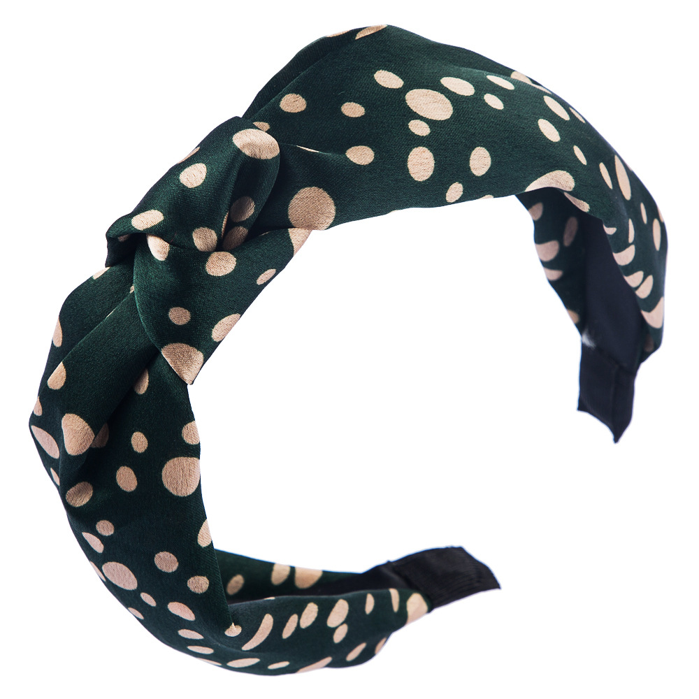 Korean Fashion Fabric Headband Retro Wave Dot Knotted Widened Simple Headband display picture 8