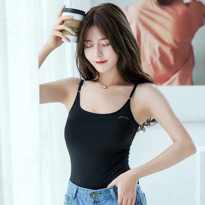 韩国lets diet冰丝吊带背心D罩杯百搭打底衫外穿短款夏性感上衣