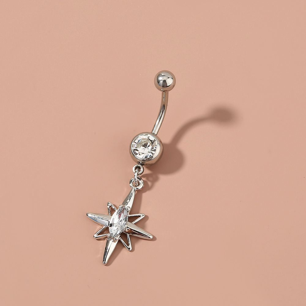Fashion Stainless Steel Diamond-studded Sky Star Pendant Belly Button Nail Wholesale display picture 4