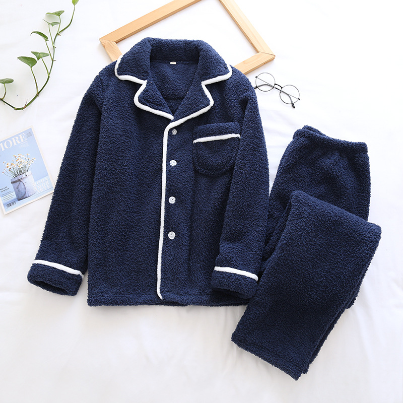 LYZメンズネイビー-ラムベロアパジャマカバー